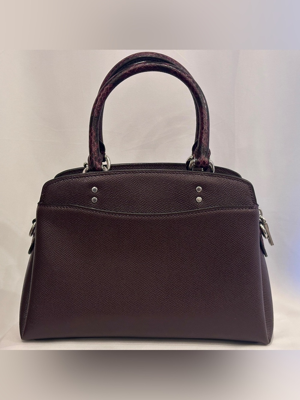 Coach Dark Brown / Mahogany Leather Satchel Top Handle Crossbody Purse NWOT - Picture 4 of 14